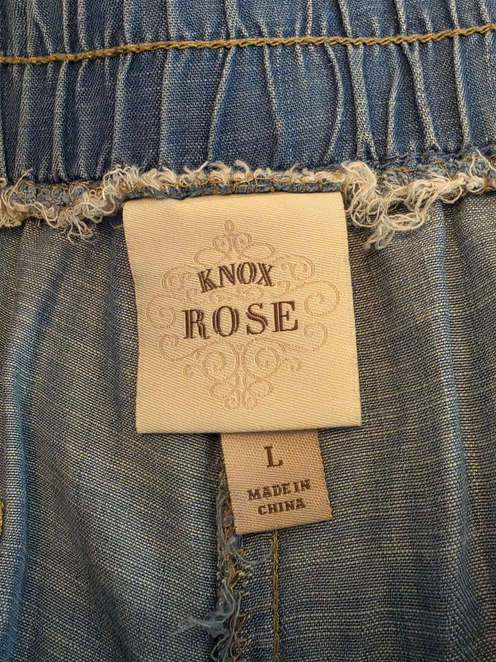 Knox Rose Light Blue Wide-Leg Chambray Jeans Womens Large High Rise - Picture 6 of 7